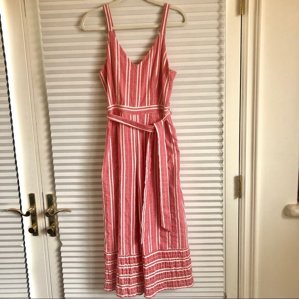Anthropologie Red Striped Jumpsuit